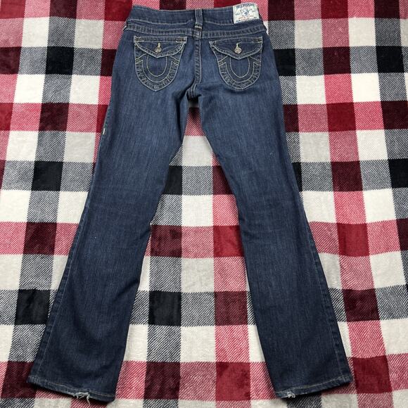 True Religion Jeans Women 28 Hi Rise Boot Cut Denim Flap Pockets USA Y2K 28x30" - Picture 1 of 12